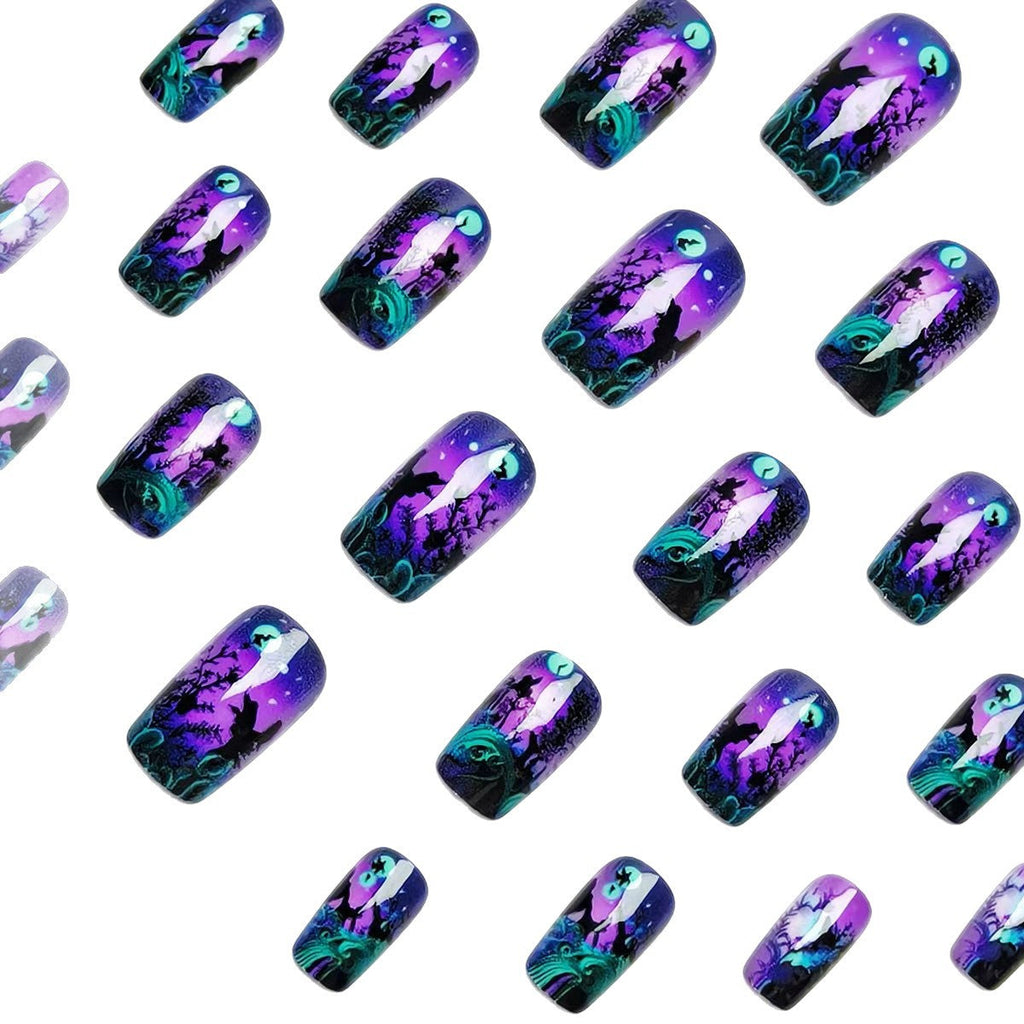 Butterfly and Night Motif Nail Art Design
