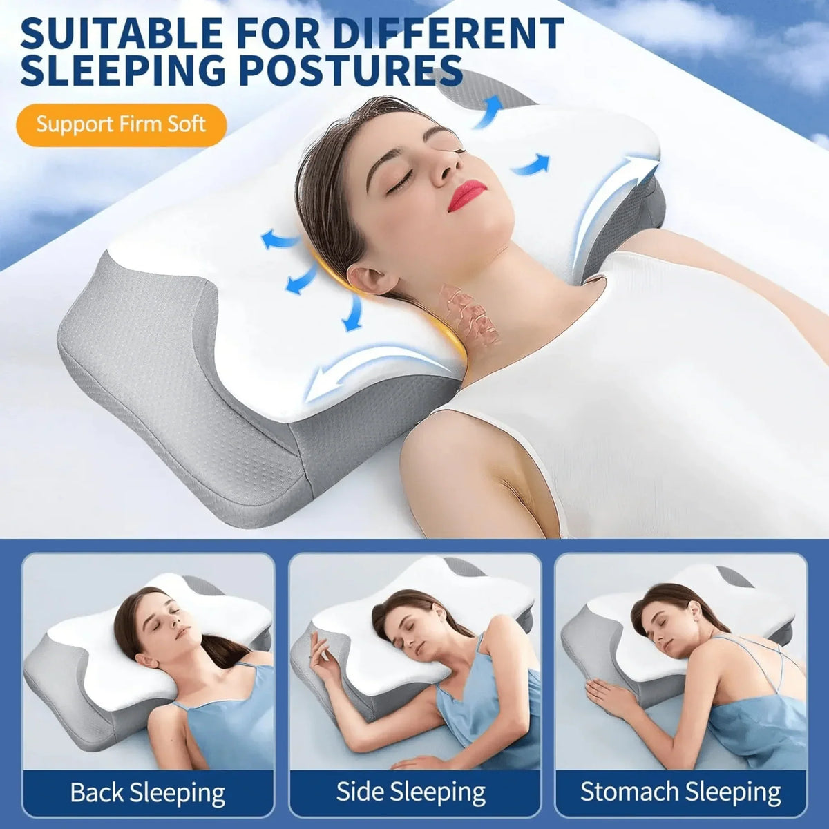 Butterfly Memory Foam Pillow – Orthopaedic Pain Relief Shaped Pillow