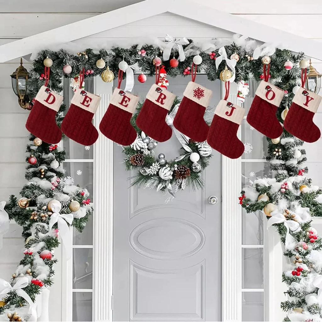 Cable-knit contrast Christmas stockings
