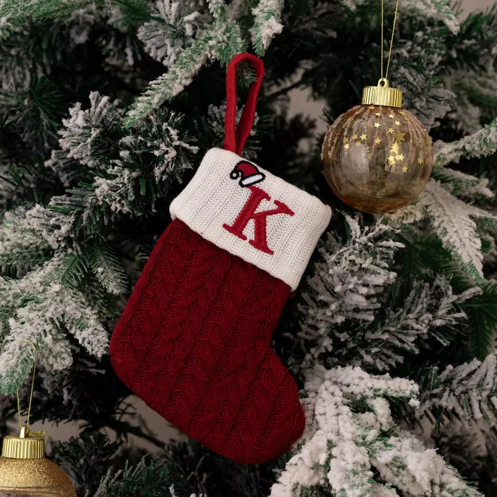 Cable-knit contrast Christmas stockings