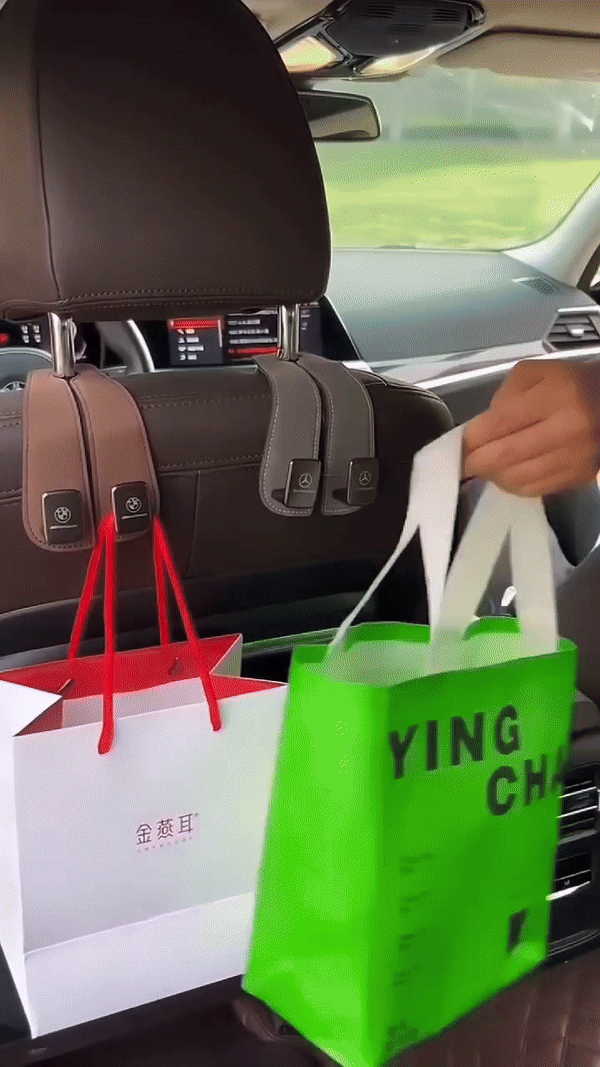 Car Headrest Organiser Leather Hook with Phone Holder