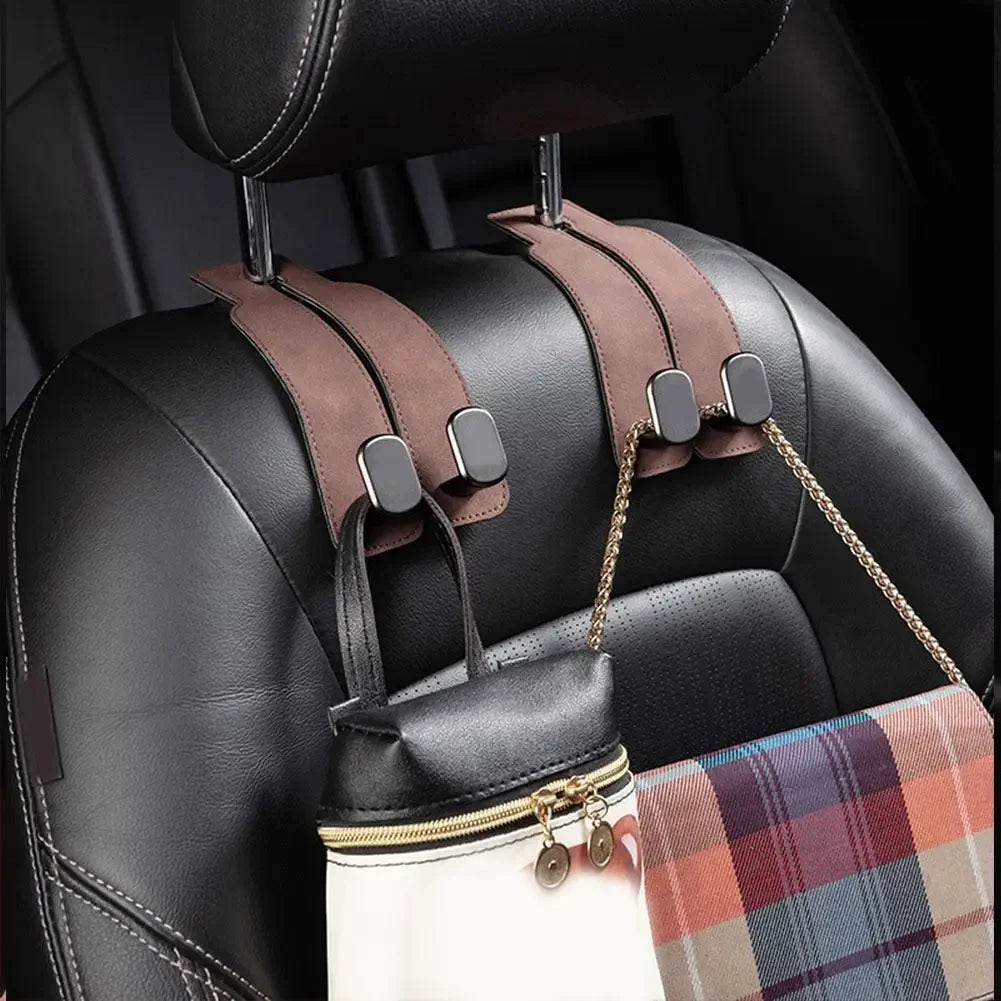 Car Headrest Organiser Leather Hook with Phone Holder