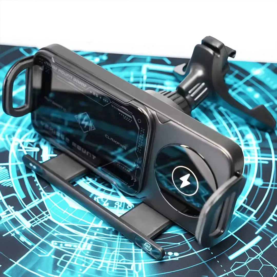 Car phone holder with wireless charging – automatic grip & 360° rotation
