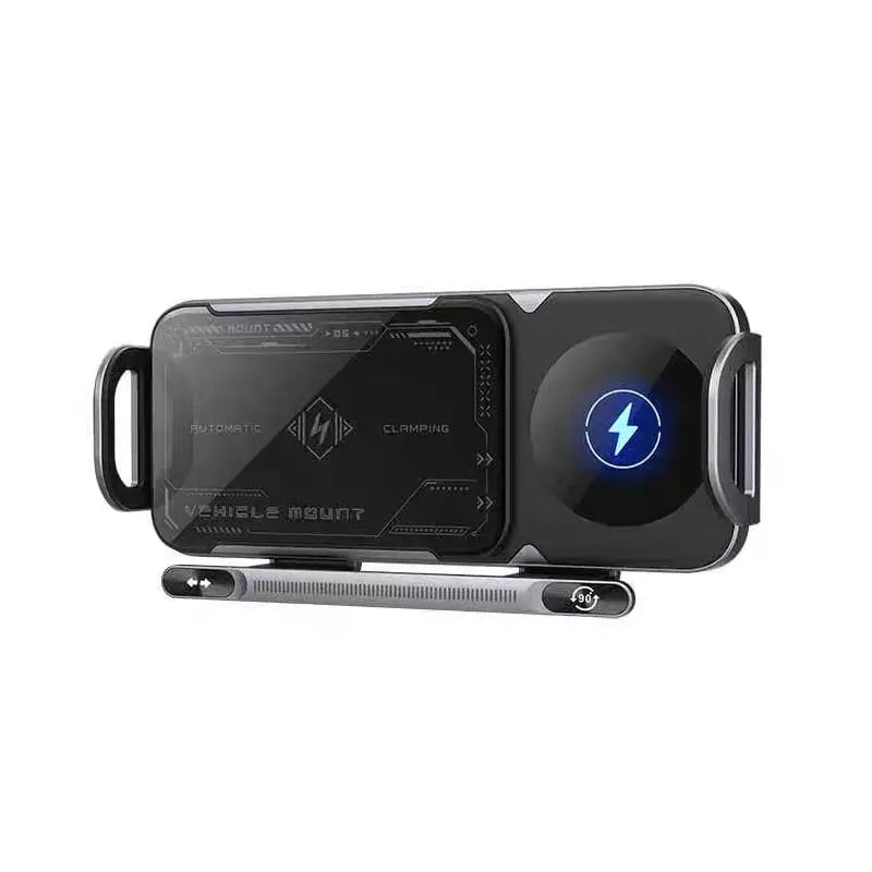 Car phone holder with wireless charging – automatic grip & 360° rotation