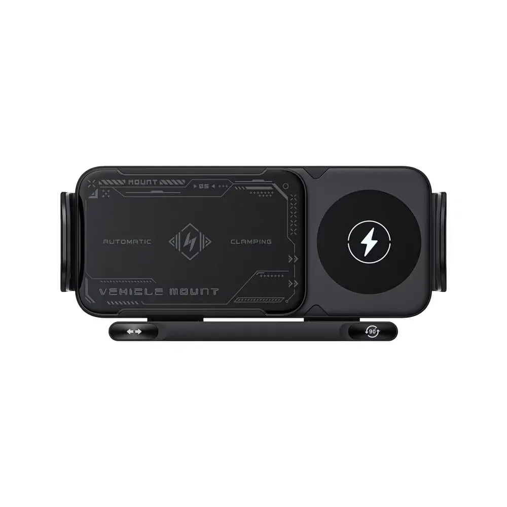 Car phone holder with wireless charging – automatic grip & 360° rotation