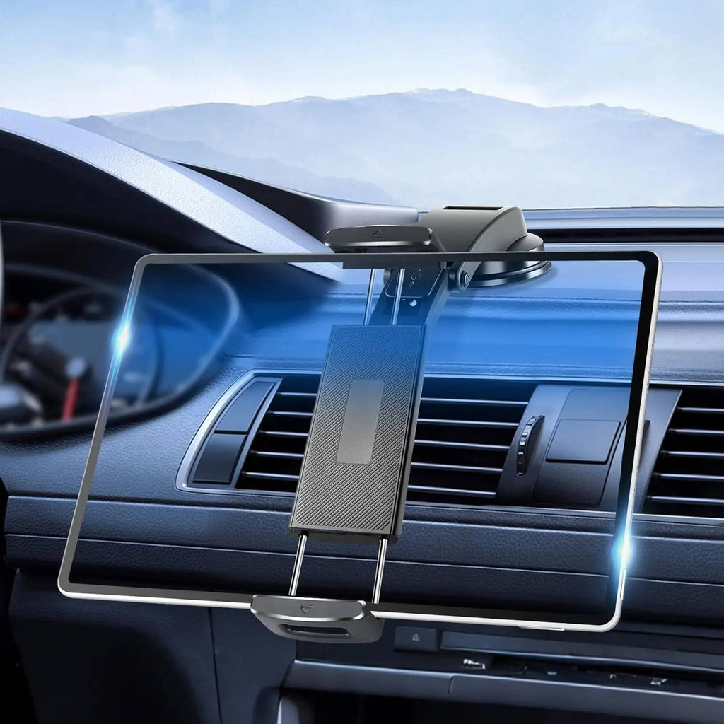 Car Tablet Mount, Dashboard Suction Holder, 360° Rotating Adjustable Arm