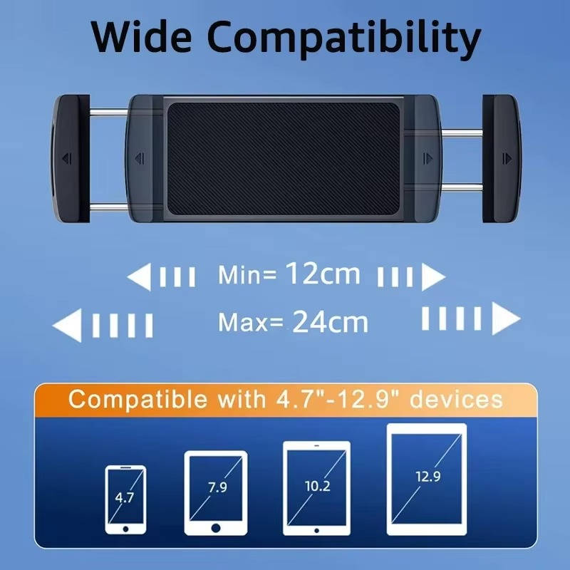 Car Tablet Mount, Dashboard Suction Holder, 360° Rotating Adjustable Arm