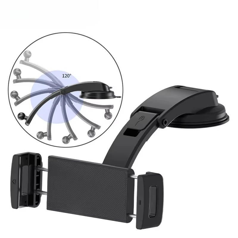 Car Tablet Mount, Dashboard Suction Holder, 360° Rotating Adjustable Arm
