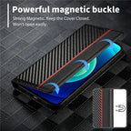 Carbon Fibre Flip Wallet Case for Samsung S23 with Magnetic Closure