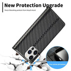 Carbon Fibre Flip Wallet Case for Samsung S23 with Magnetic Closure