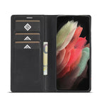 Carbon Fibre Flip Wallet Case for Samsung S23 with Magnetic Closure