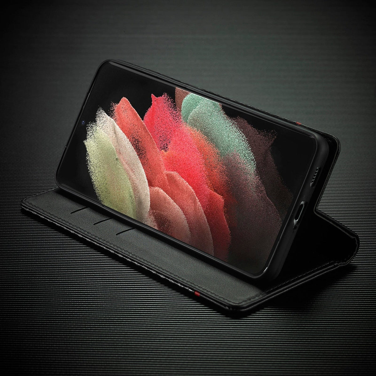 Carbon Fibre Flip Wallet Case for Samsung S23 with Magnetic Closure