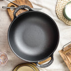 CastePrima Pan – Durable Non-Stick with Wooden Lid