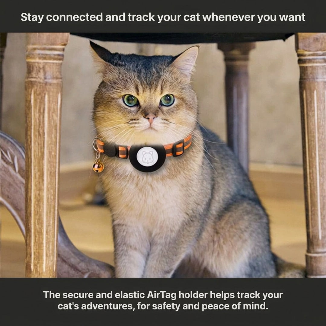 Cat Collar with GPS Tracker Holder, Reflective, Safety Release Buckle