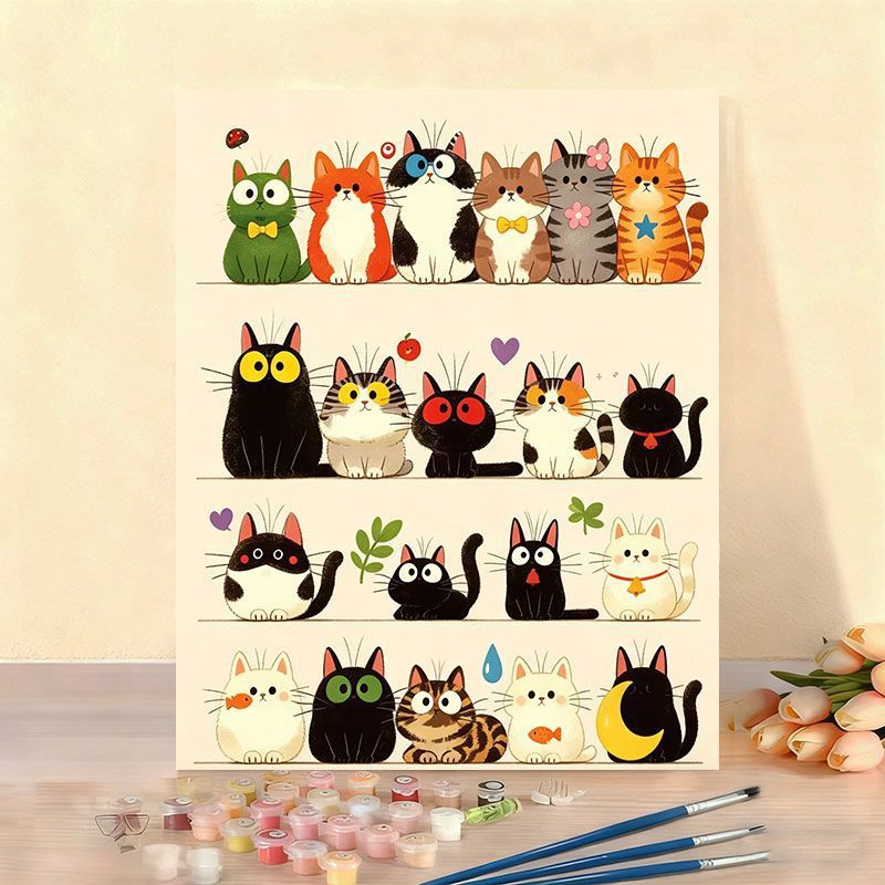 Cat-Themed Paint by Numbers Canvas Art Kit