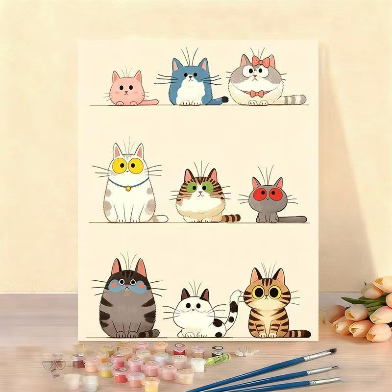 Cat-Themed Paint by Numbers Canvas Art Kit