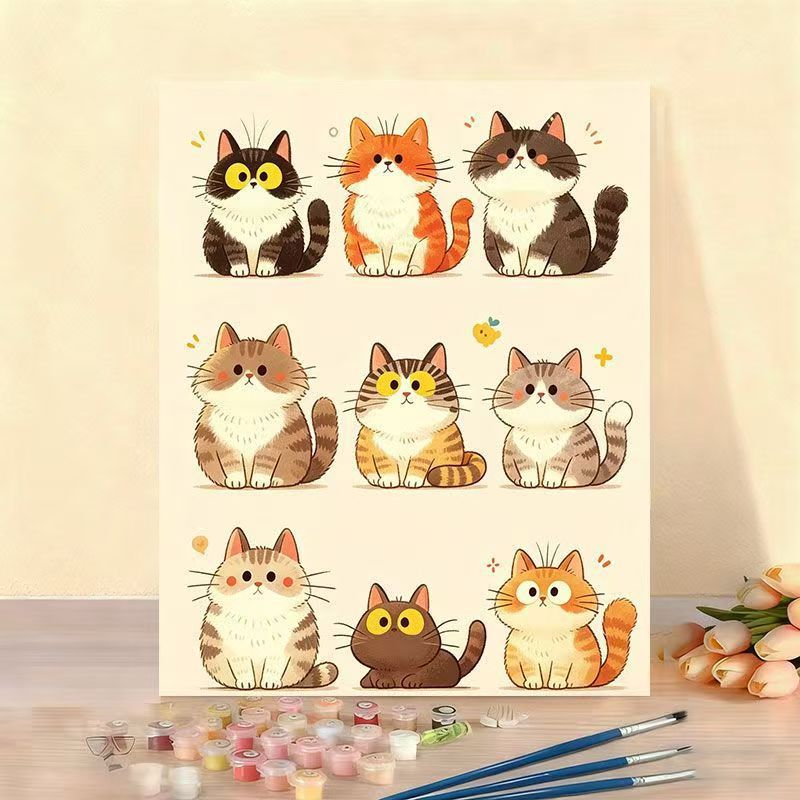 Cat-Themed Paint by Numbers Canvas Art Kit