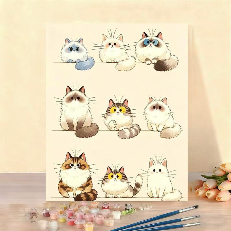 Cat-Themed Paint by Numbers Canvas Art Kit