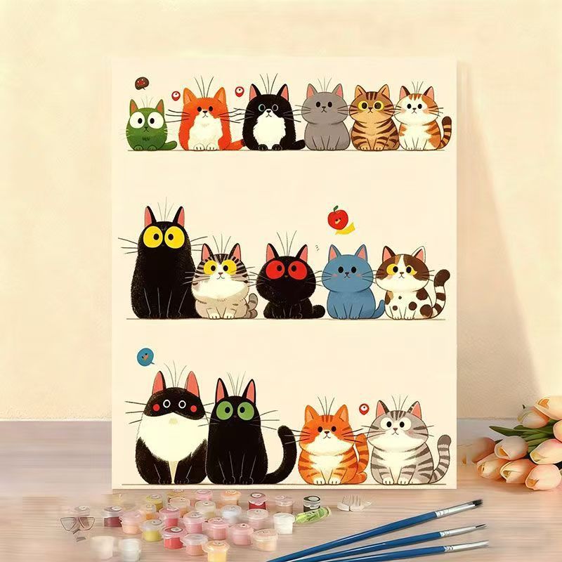 Cat-Themed Paint by Numbers Canvas Art Kit