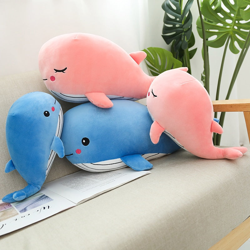 Cheerful Chonky Plumpy Pink Blue Whale Plushie