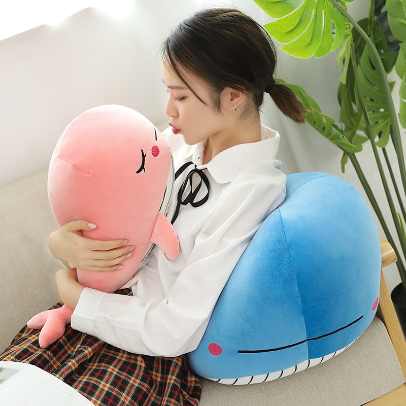 Cheerful Chonky Plumpy Pink Blue Whale Plushie