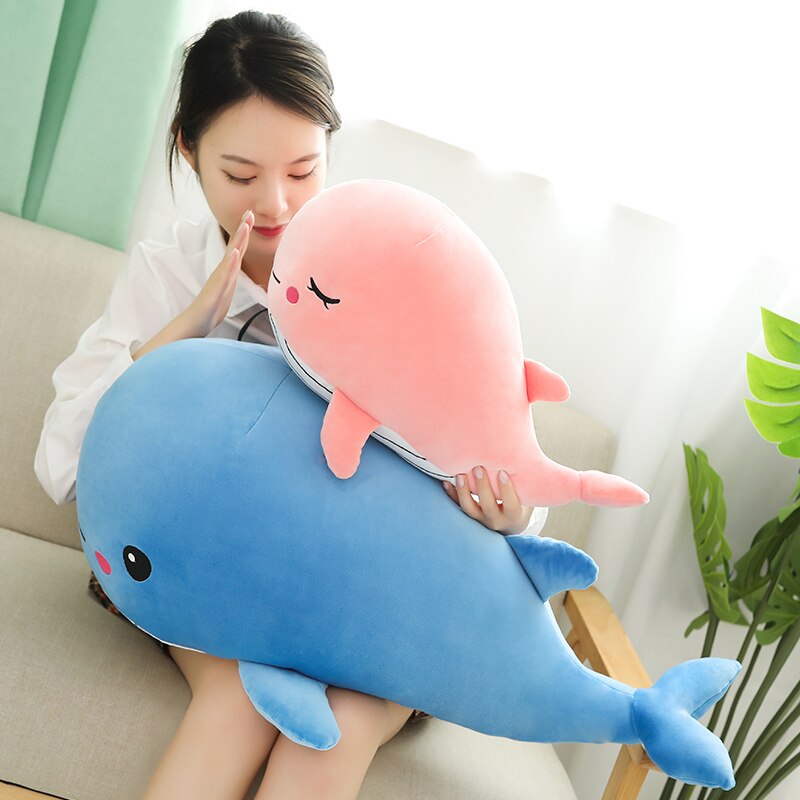 Cheerful Chonky Plumpy Pink Blue Whale Plushie