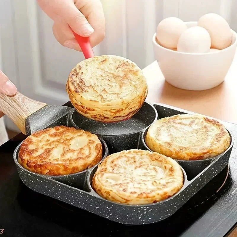ChefVerra Non-Stick Omelette Pan – 4-hole frying pan for eggs, pancakes and burgers