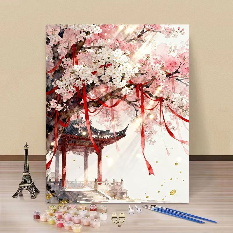 Cherry Blossom Scenic Paint by Numbers Kit