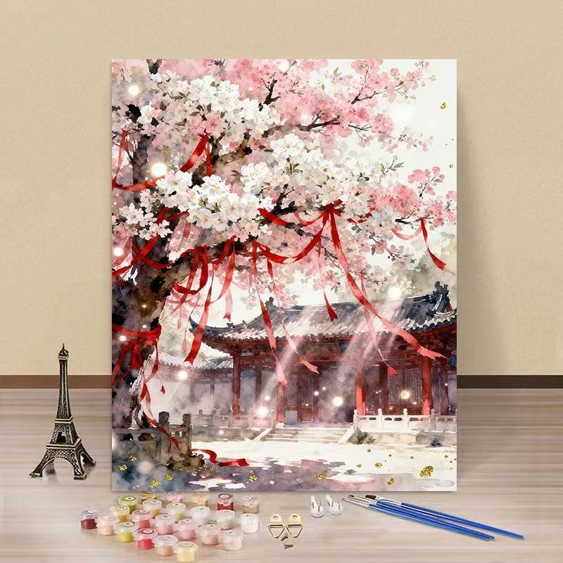 Cherry Blossom Scenic Paint by Numbers Kit