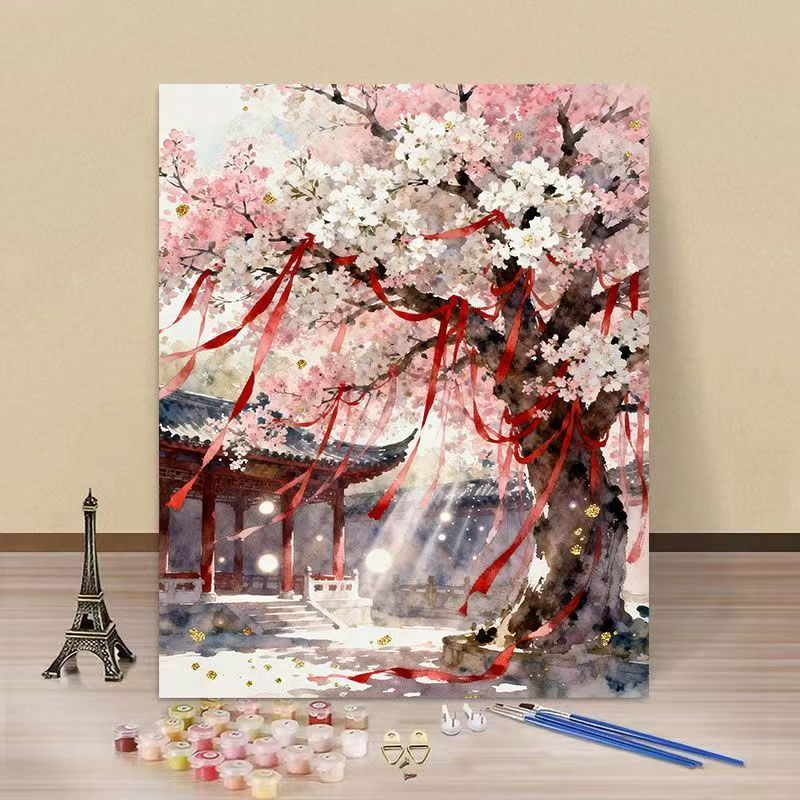 Cherry Blossom Scenic Paint by Numbers Kit