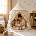 Children's Canvas Play Teepee, 100% Cotton, Pine Poles, Spacious
