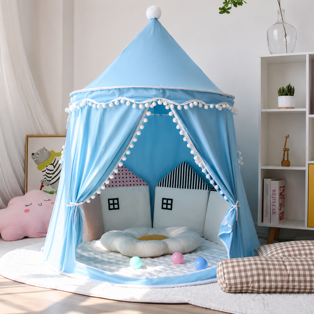 Children's Canvas Play Teepee, 100% Cotton, Pine Poles, Spacious
