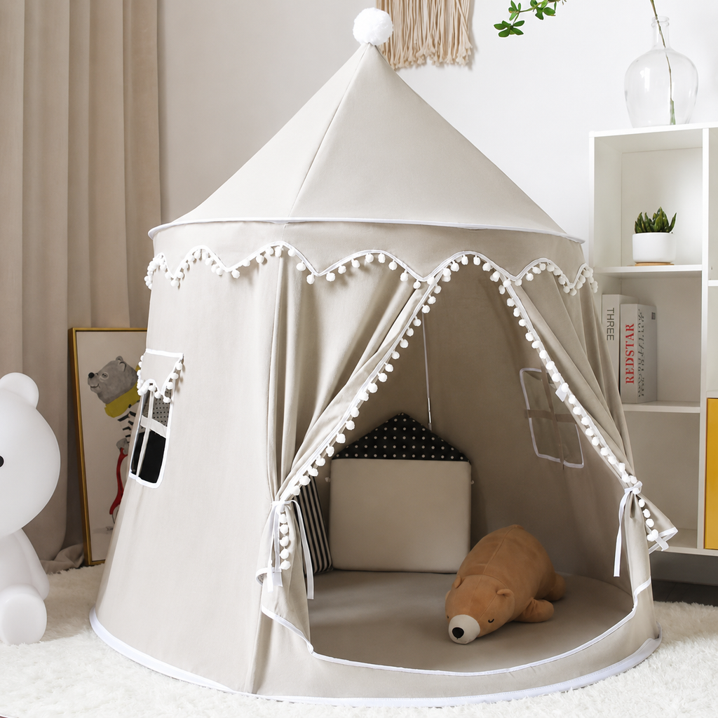 Children's Canvas Play Teepee, 100% Cotton, Pine Poles, Spacious