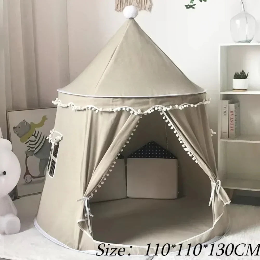 Children's Canvas Play Teepee, 100% Cotton, Pine Poles, Spacious