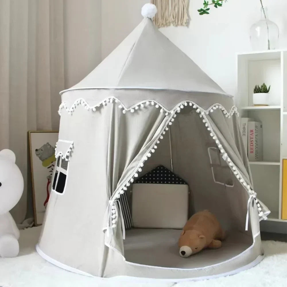 Children's Canvas Play Teepee, 100% Cotton, Pine Poles, Spacious