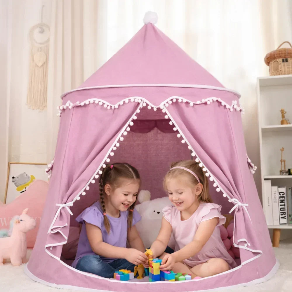 Children's Canvas Play Teepee, 100% Cotton, Pine Poles, Spacious