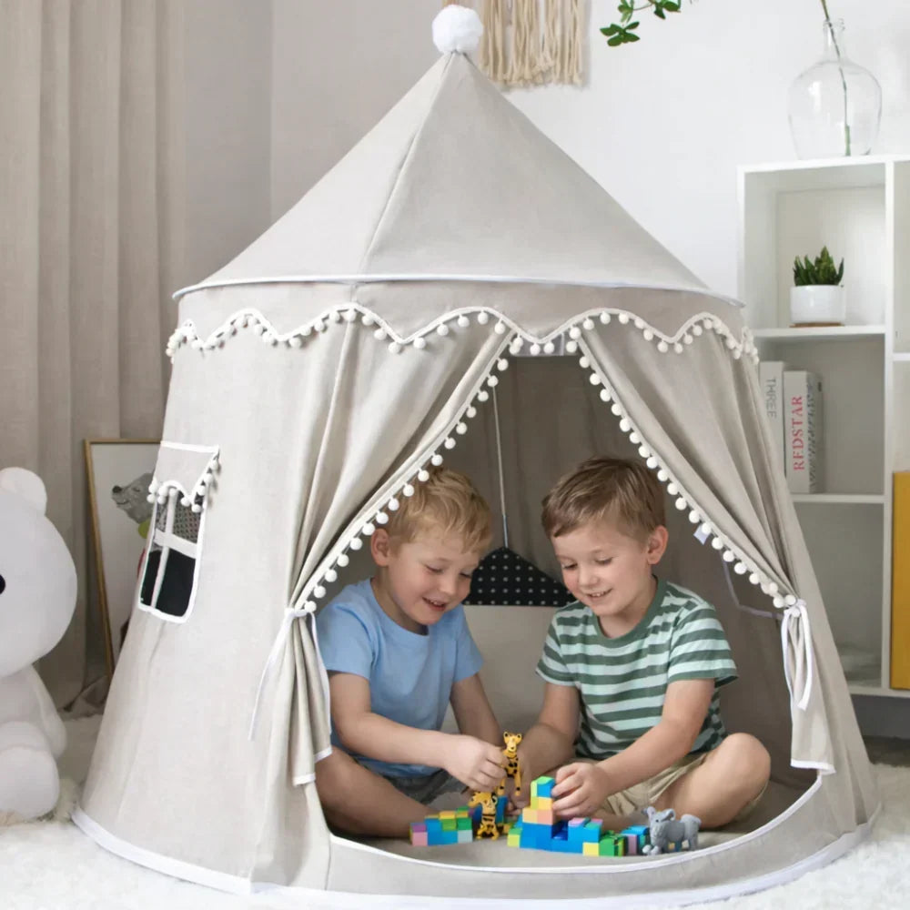 Children's Canvas Play Teepee, 100% Cotton, Pine Poles, Spacious
