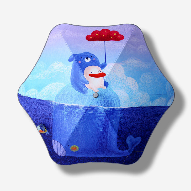 Children's Folding Umbrella with Fun Animal Design