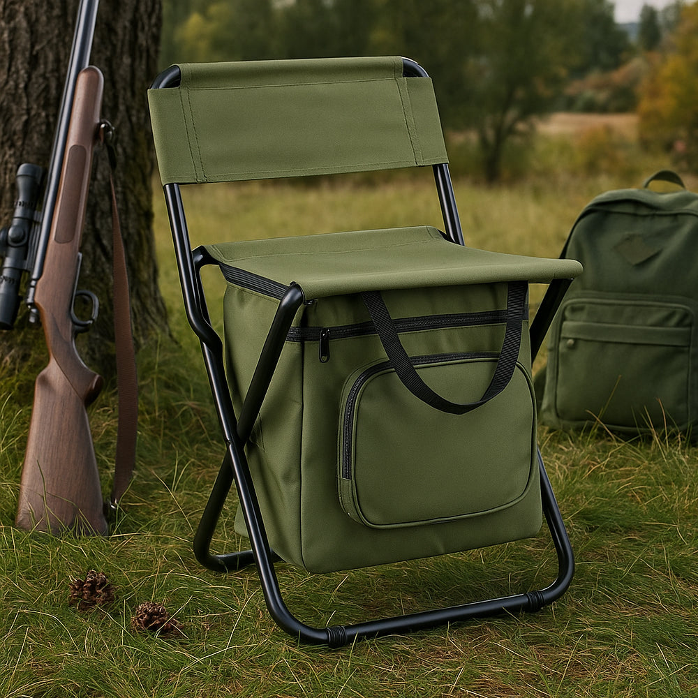 ChillPack Outdoor Chair – Foldable Camping Chair with Backrest and Integrated Cooler Bag
