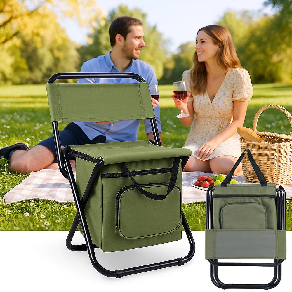 ChillPack Outdoor Chair – Foldable Camping Chair with Backrest and Integrated Cooler Bag