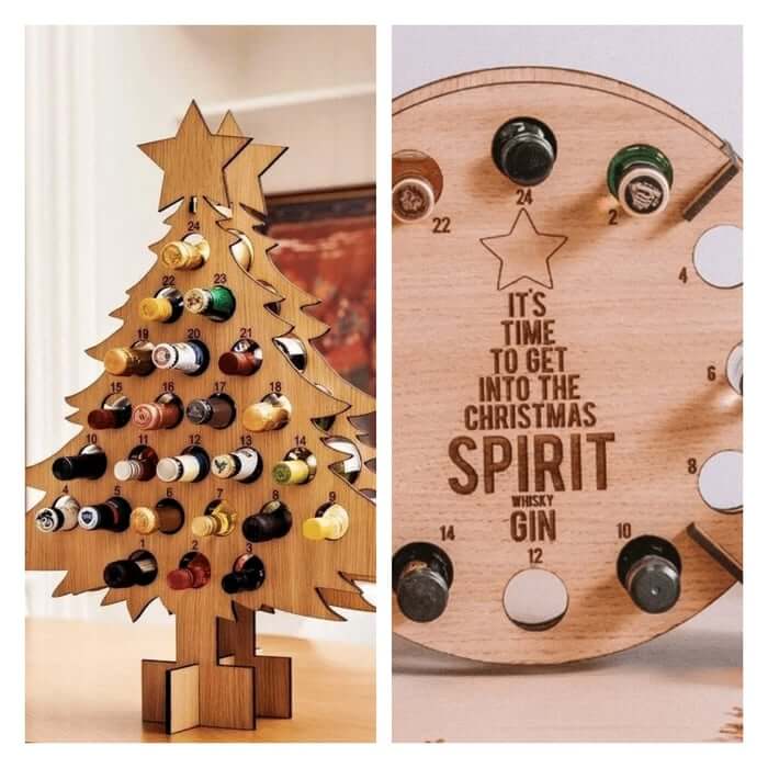 Boneroshop | Christmas Advent Calendar Tree | Wooden Beer & Wine Holder | Reusable Birch Wood