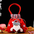 Christmas fabric gift bags with drawstring – reusable festive bags in various designs