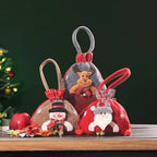 Christmas fabric gift bags with drawstring – reusable festive bags in various designs