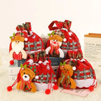 Christmas fabric gift bags with drawstring – reusable festive bags in various designs