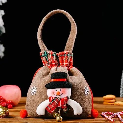 Christmas fabric gift bags with drawstring – reusable festive bags in various designs