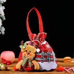 Christmas fabric gift bags with drawstring – reusable festive bags in various designs