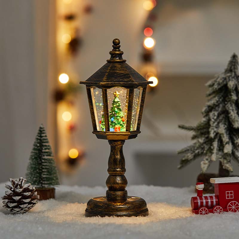 Christmas Lantern Snow Globe with Swirling Glitter