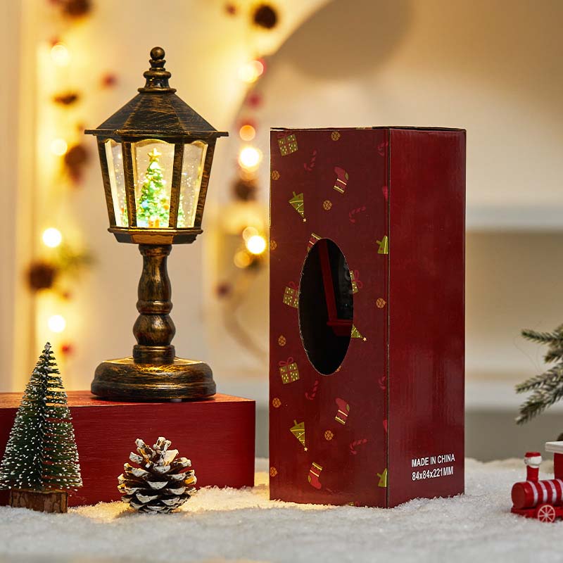 Christmas Lantern Snow Globe with Swirling Glitter