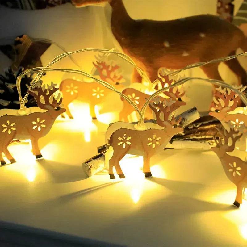 Christmas LED String Lights with Santa, Reindeer & Snowman Decorations