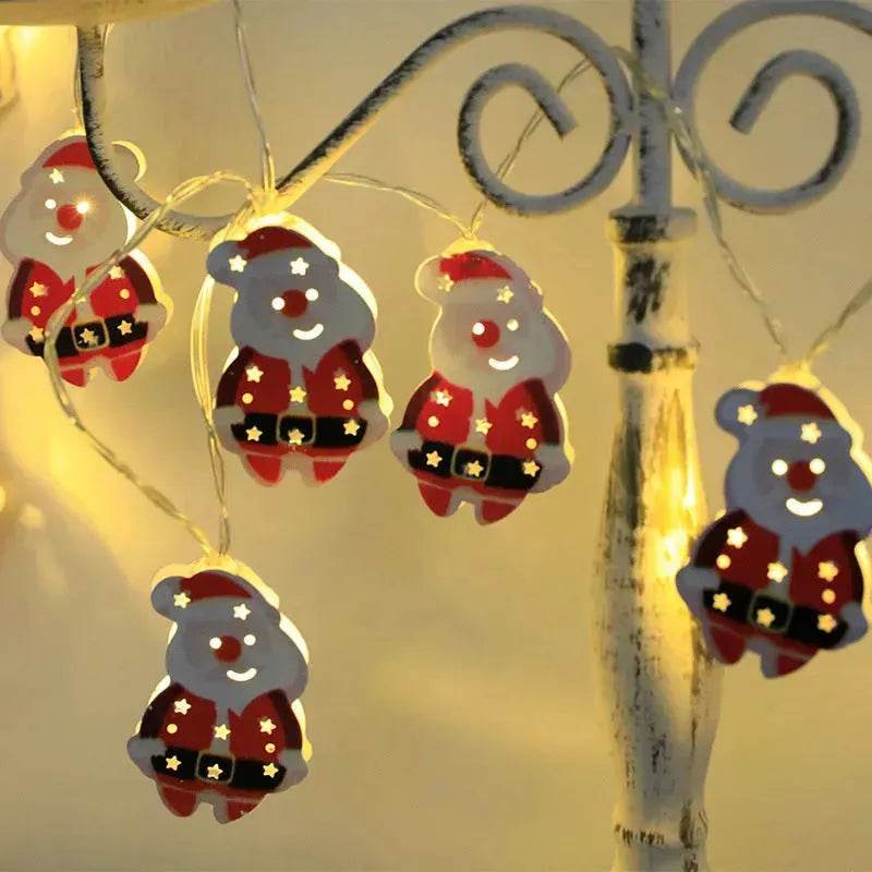 Christmas LED String Lights with Santa, Reindeer & Snowman Decorations